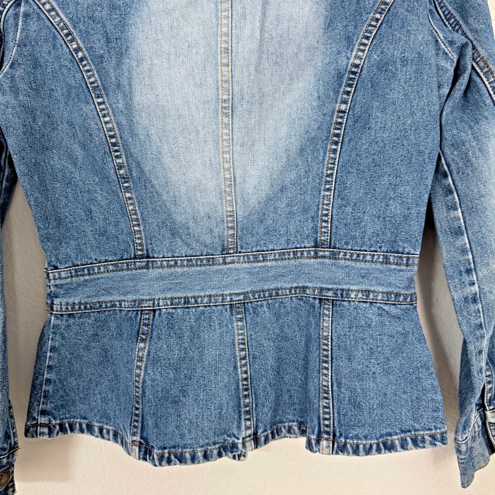 Periscope‎ Jean Jacket Women Size Small Blue Denim Fitted Waist - Picture 6 of 16